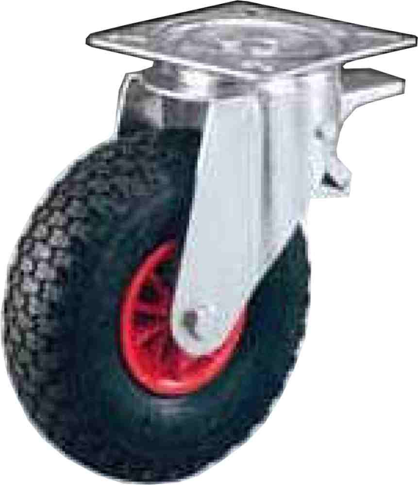 Ruota pneumatica soft che non fora mm.260 Port.Kg.100 Disco plastica Copertura in mescola a bassa densità imperforabile Supp girevole+freno