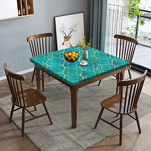 Songyi Boho Marble Fitted Table Cover Square, Elastic Edge Home Decorative Polyester Tablecloths, Dust & Oil Proof Waterproof Tablecloth, For Family Holiday Picnic Bbq Party Tableclothes,36*36Inch #TOP1