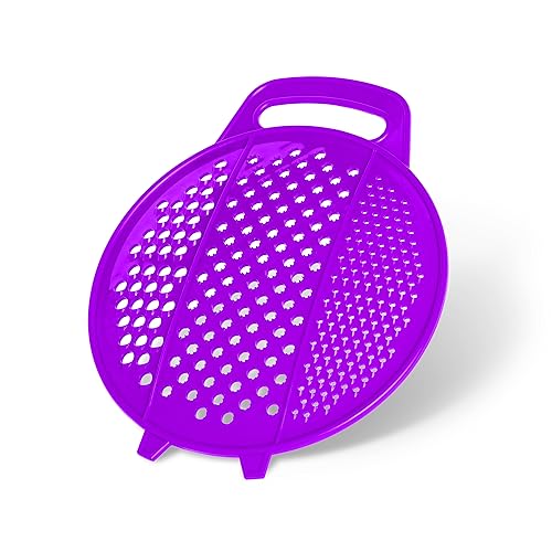 Grater for Kitchen with Handle - Shredder kitchen for Potato, Carrot, Ginger, Garlic - Plastic Food Hand Grater - Round Slicer for Fruits and Vegetables