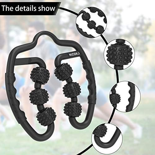 MZDXJ Upgraded Fit Roller Pro, 6-Wheel Fascia Muscle Roller,Massage Roller for Deep Tissue Massage, Muscle Soreness Relief, Thigh, Calf, Arm, Shoulder Cellulite Roller(Black-6Wheel)