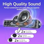 Nylavee Computer Speakers with Subwoofer, 2.1 PC Speakers System with Bluetooth 5.4 & 3.5mm Aux-in, 60W Peak Power, AC Adapter Powered Computer Sound Bar for Desktop PC, Laptop, Monitor, Gaming - Image 2