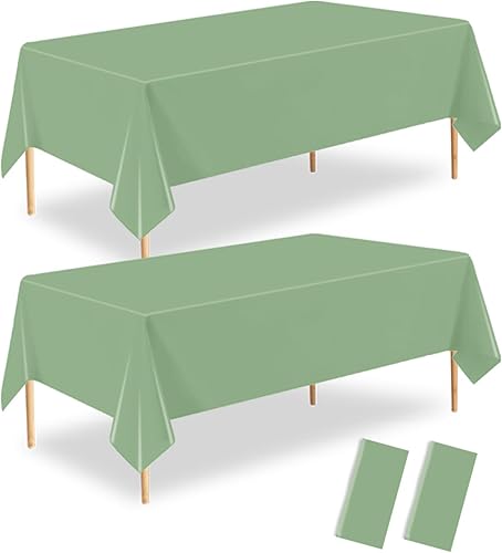Miniatura 74 de Paquete de 4 manteles de plástico verde salvia, 54 x 108 pulgadas, desechables, impermeables, rectangulares para mesa, para boda de novia, fiesta de