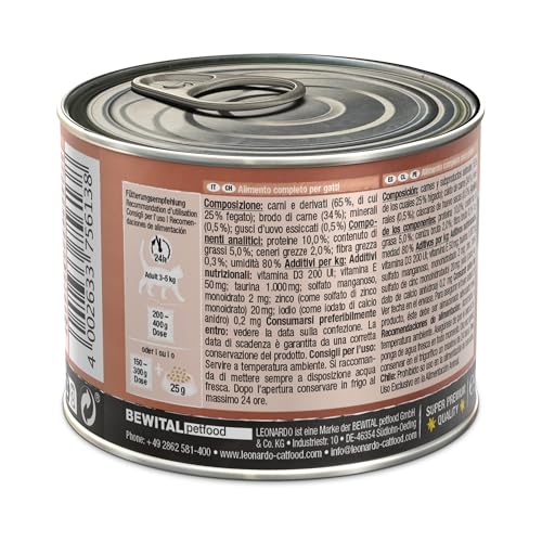 LEONARDO Nassfutter [6x200g Leber] | Getreidefreies Nassfutter für Katzen | Feuchtfutter Alleinfutter aus der Dose – Ansicht 3