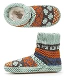 The Metluks Warm Slipper Socks for Women, Winter Fuzzy House Shoes Indoor, Cozy Christmas Gifts for Mom Grandma Unique Adult Size 9-11 Teal