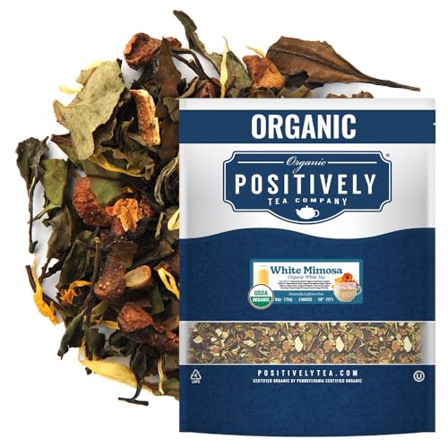 Image of Organic Positively Tea Company, White Mimosa White Tea, Loose Leaf, 16 Ounce