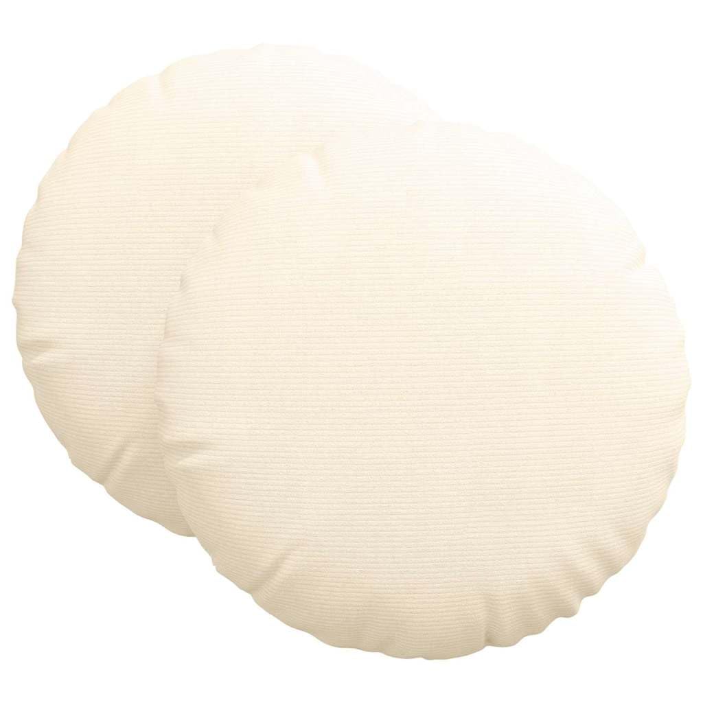 Juego de 2 cojines redondos de 80 cm de diámetro, color crema, de pana suave, aspecto de terciopelo, para salón y dormitorio, cómodos cojines con cremallera, 29 cm de alto
