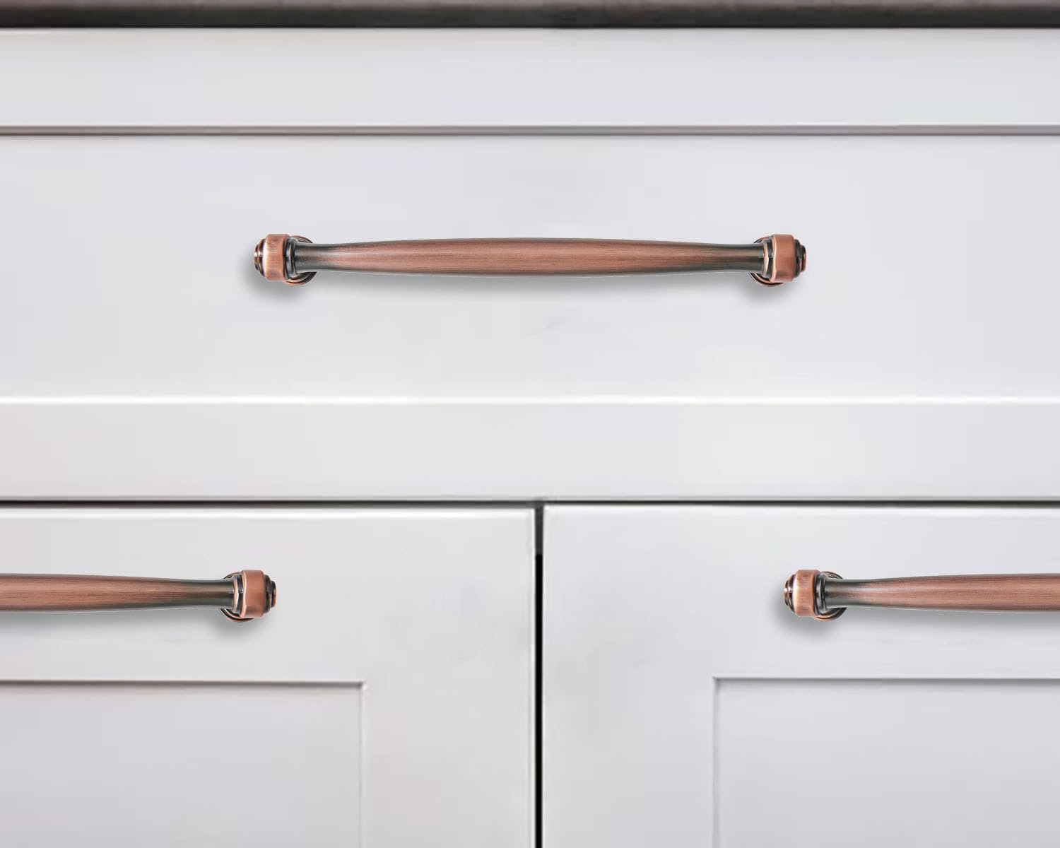 KHTUMEWARE-80212 Brushed Antique Copper Cabinet Pulls CTC 3 in (76 mm) 2-Pack in Brushed Antique Copper — KHTUMEWARE