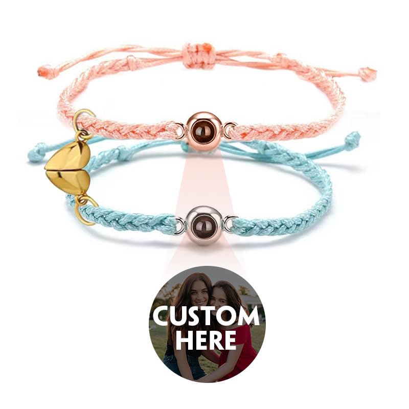 HDSD Custom Bracelet with Picture Inside - Picture Bracelet Personalized Photo & Text for Couples, Women's Identification Bracelets, Memorial Gifts