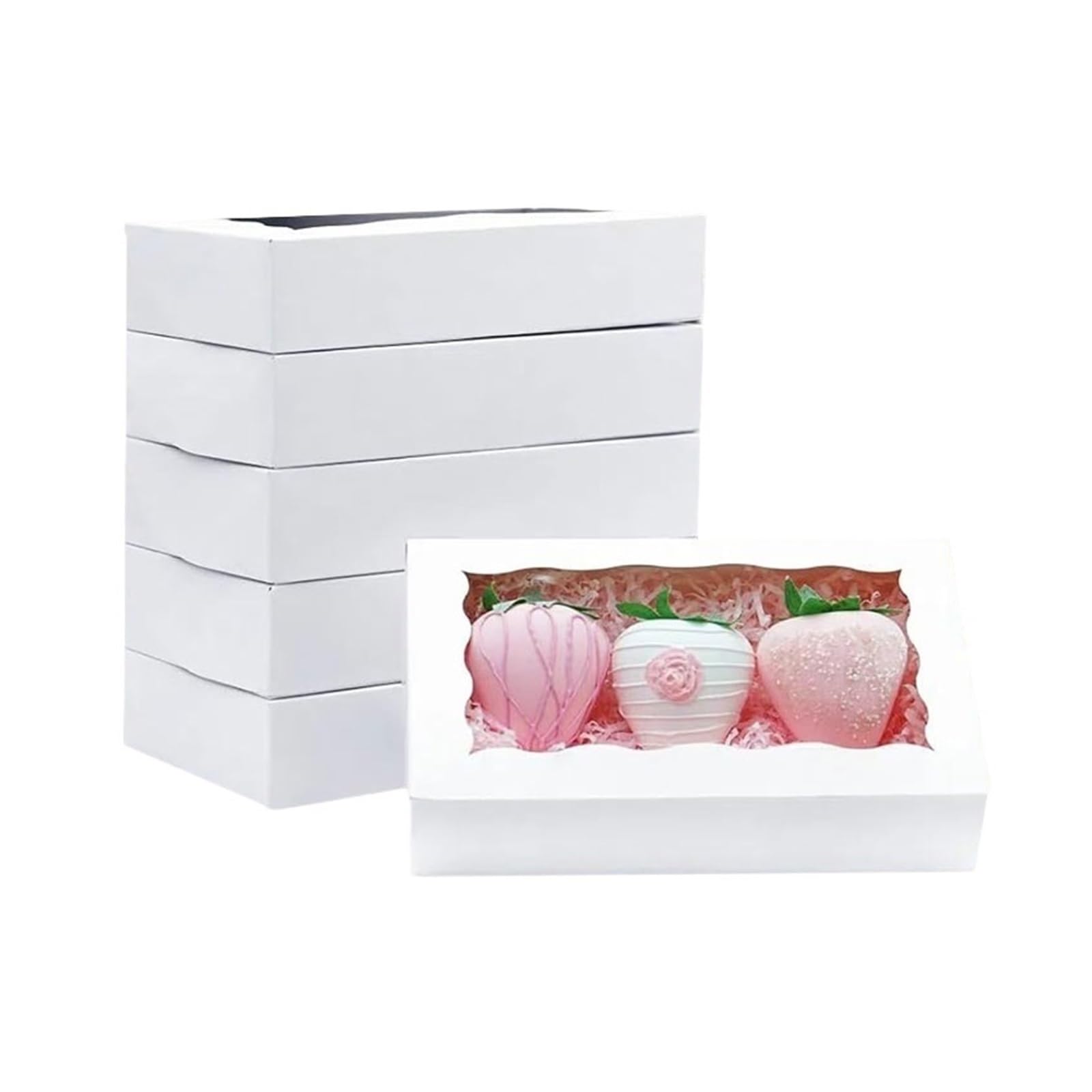 Scatola per Dolci Contenitori in scatola di carta da 20 pezzi con finestra trasparente, perfetti for confezioni dessert, pasticcini, caramelle, biscotti, matrimoni, feste(White 20pcs,20x12.5x5cm)