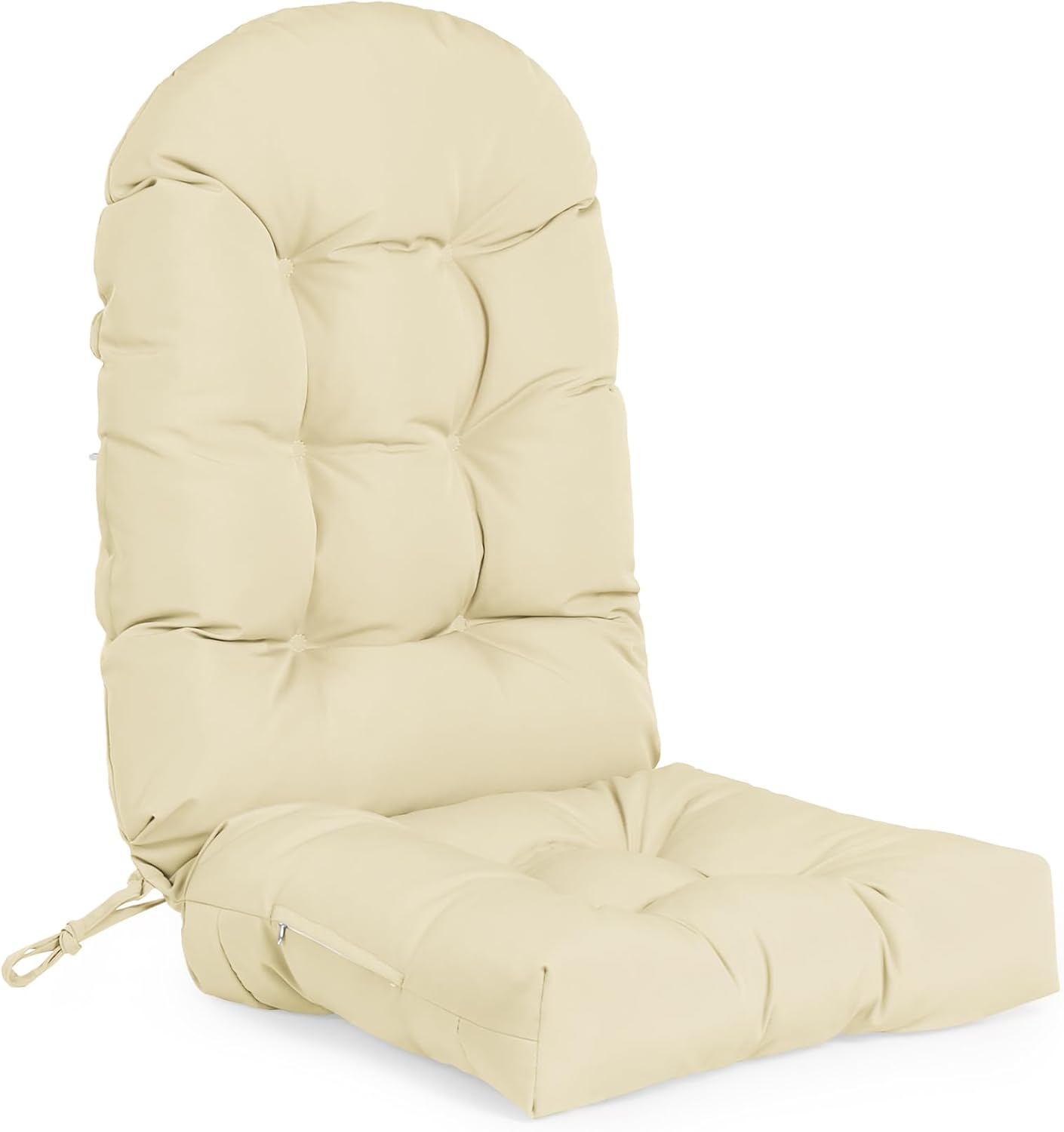 Rocking Chair Cushion Outdoor/Indoor 44x19 Inch, Waterproof Thick High Back Patio Chair Cushions, 3 Non-Slip Designs of Tufted Rocking Chair Pads, Cream