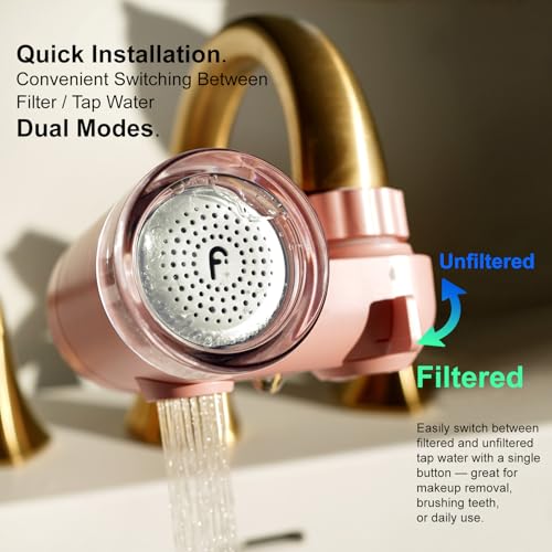 Image of Filterbaby Skincare Filter 2.0, Skin Care Faucet Filter for Bathroom Sink, | 99.9% Chlorine Removal - 0.000001 mm Carbon Fiber, Clinically Tested, Results in 2 Weeks, Light Pink