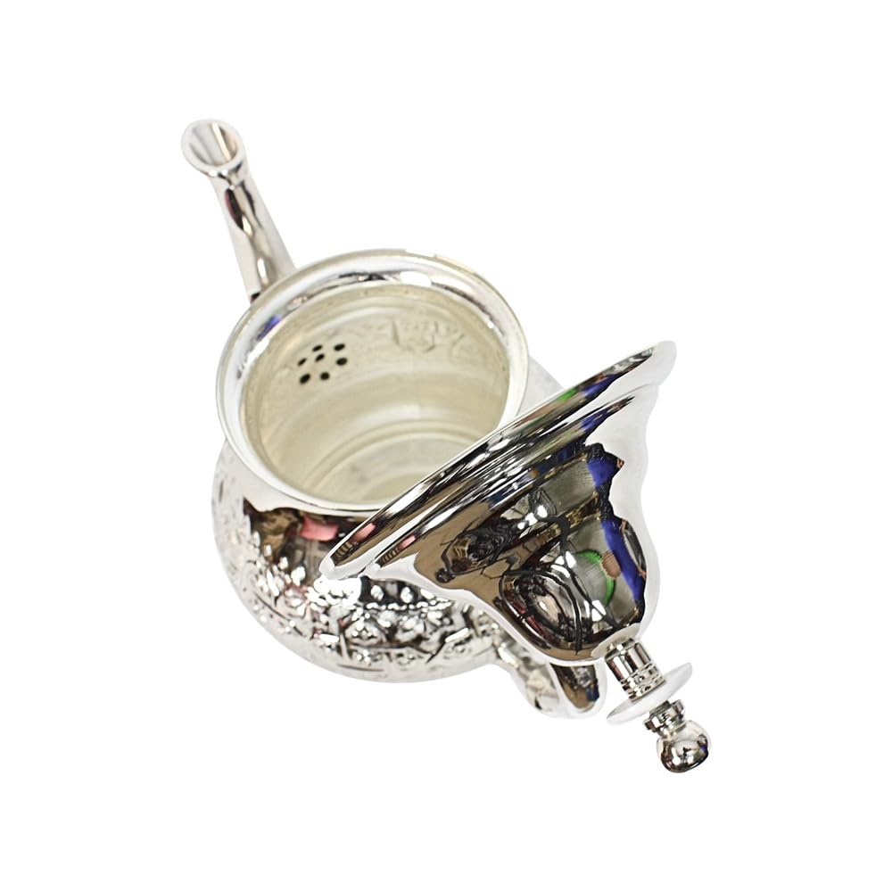 Traditionelle marokkanische Teekanne, Silber mit gravierten Designs, 400 ml, 4 Gläser