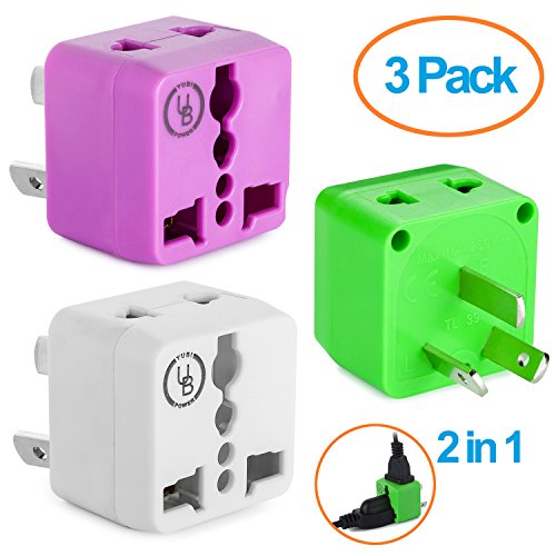 Australia Adapter by Yubi Power 2 in 1 Universal Travel Adapter with 2 Universal Outlets - Type I - 3 Pack