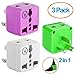 Yubi Power 2 in 1 Universal Travel Adapter with 2 Universal Outlets - Type I - 3 Pack