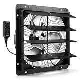 VEVOR 18 inch Shutter Exhaust Fan Wall-Mount Variable Speed Temperature, Automatic Louvers Sturdy Steel Housing, Low Noise, Ventilation and Cooling for Attic, Garage, Barn, Greenhouse, Workshop