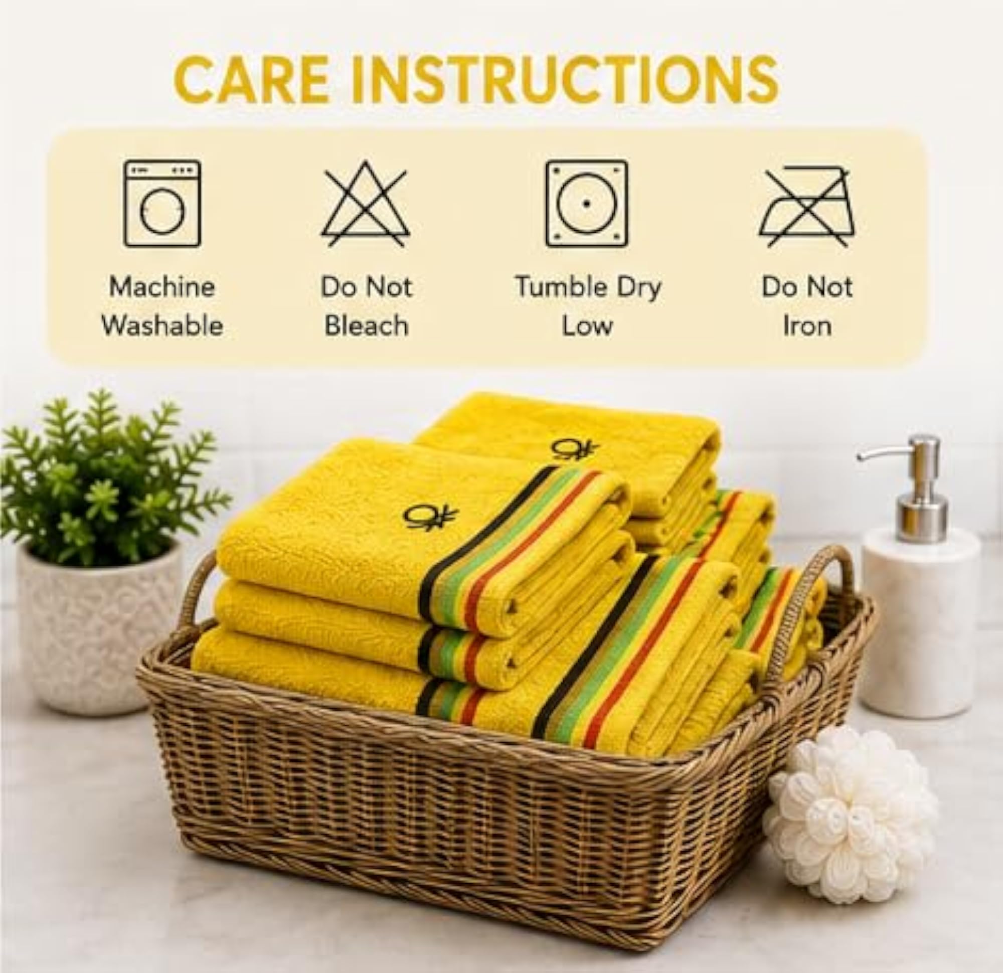 Rainbow Bath Towel Combo Set, 6 Soft Absorbent Towels