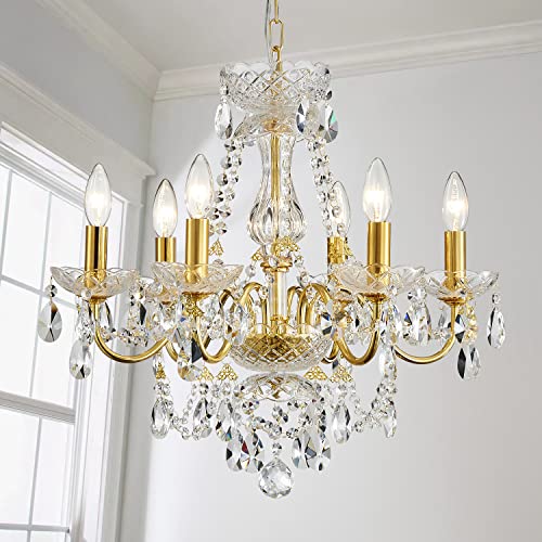 AGV LIGHTING Crystal Chandeliers Light Fixture, Mid-Century Style, Perfect for Living Space, 6-Light Sockets, D21 x H20, Adjustable Chains 59