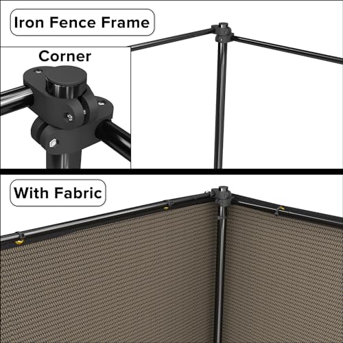 INFRANGE 5' x 24' Privacy Fence Kit Freestanding Mesh Screen with Iron Poles Temporary Fencing Outdoor Patio Backyard Divider Dog Air Conditioner Trash Fence Brown by INFRANGE - Used condition - Image 3