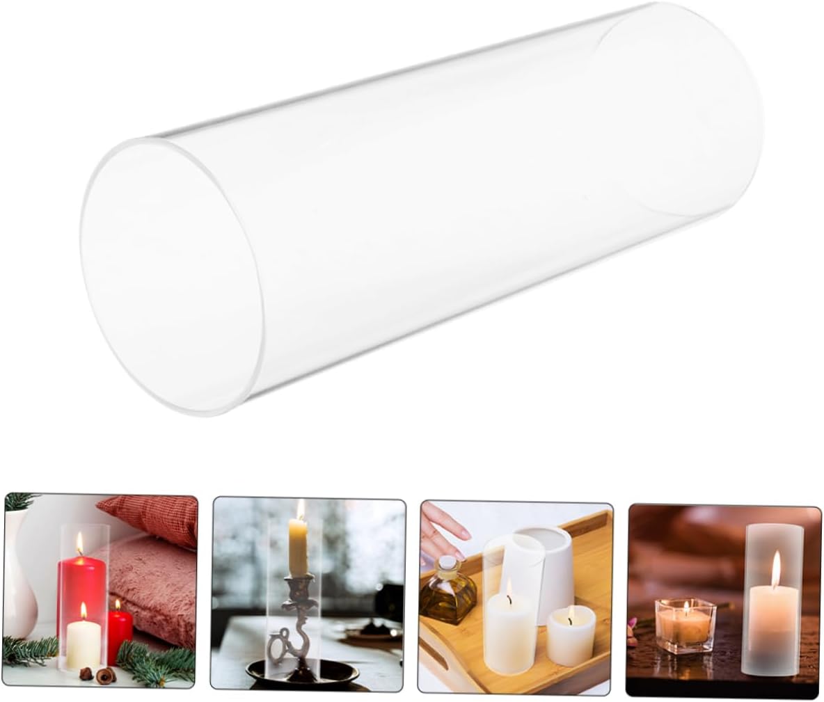 ULTECHNOVO Candle Chimney Tube Shade Transparent Glass Candle Holder Windproof Design Flame for Home Decor and Events