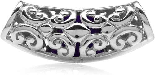 Miniatura 17 de Silvershake Colgante de diapositiva con incrustaciones de filigrana de plata de ley 925 chapada en oro blanco