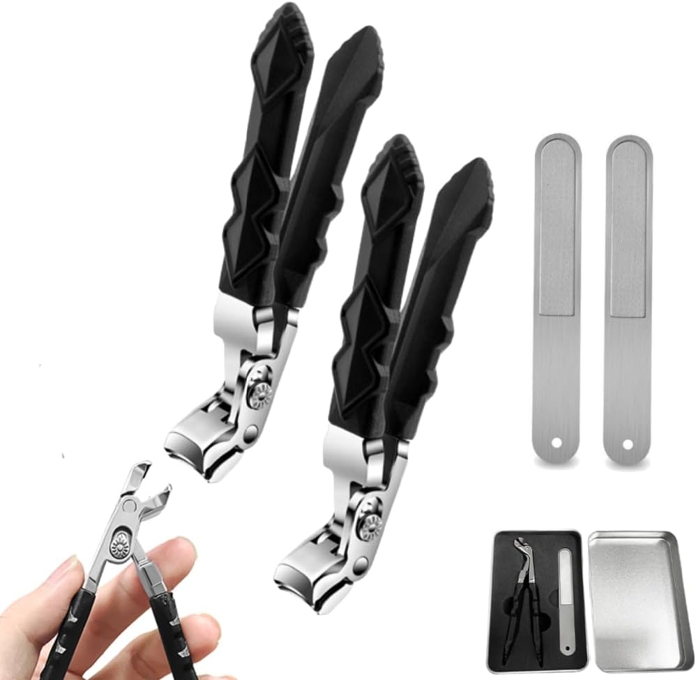 Pro Nail Clippers,2025 New Nail Clipper, Pro Toenail Clippers, Large Angled Head Toenail Clippers with Wide Opening, for Seniors Thick Toenails (3 Set)