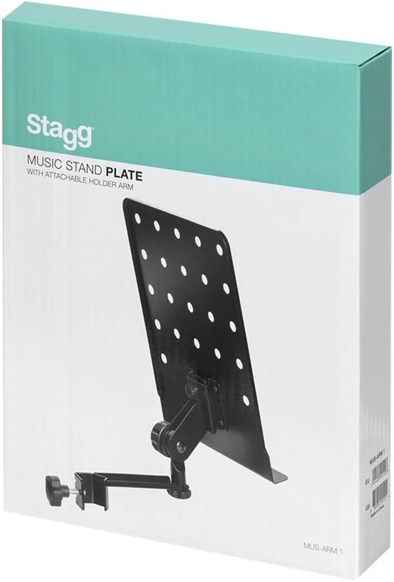 Stagg MUS-ARM 1 Small Music Stand with Attachable Holder Arm,Black