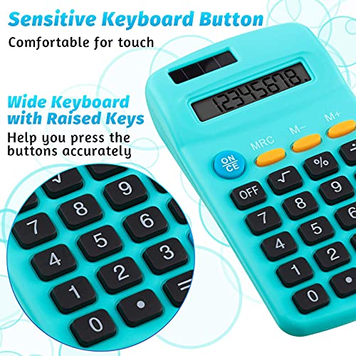 Pocket Size Calculator 8 Digit Display Basic Calculator Solar Battery Dual Power Mini Calculator For Desktop Home Office School Students Kids, 6 Colors (120 Pieces) #TOP4