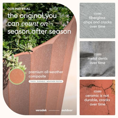 Image of Veradek Column Series Tall Planter - Tapered Outdoor Planter with Shelf