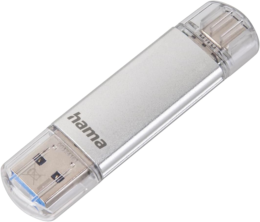 Hama 64Gb USB Flash Drive with USB 3.0 & USB 3.1 Type-C Silver, 00124163