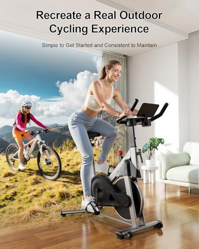 Image of SupeRun Magnetic Exercise Bike, Stationary Bike for Home, 32-Level Resistance Indoor Cycling with 300 lb Weight Capacity, Low Noise, and Fitness Courses (Fits Users 5'1 inch to 5'11 inch）