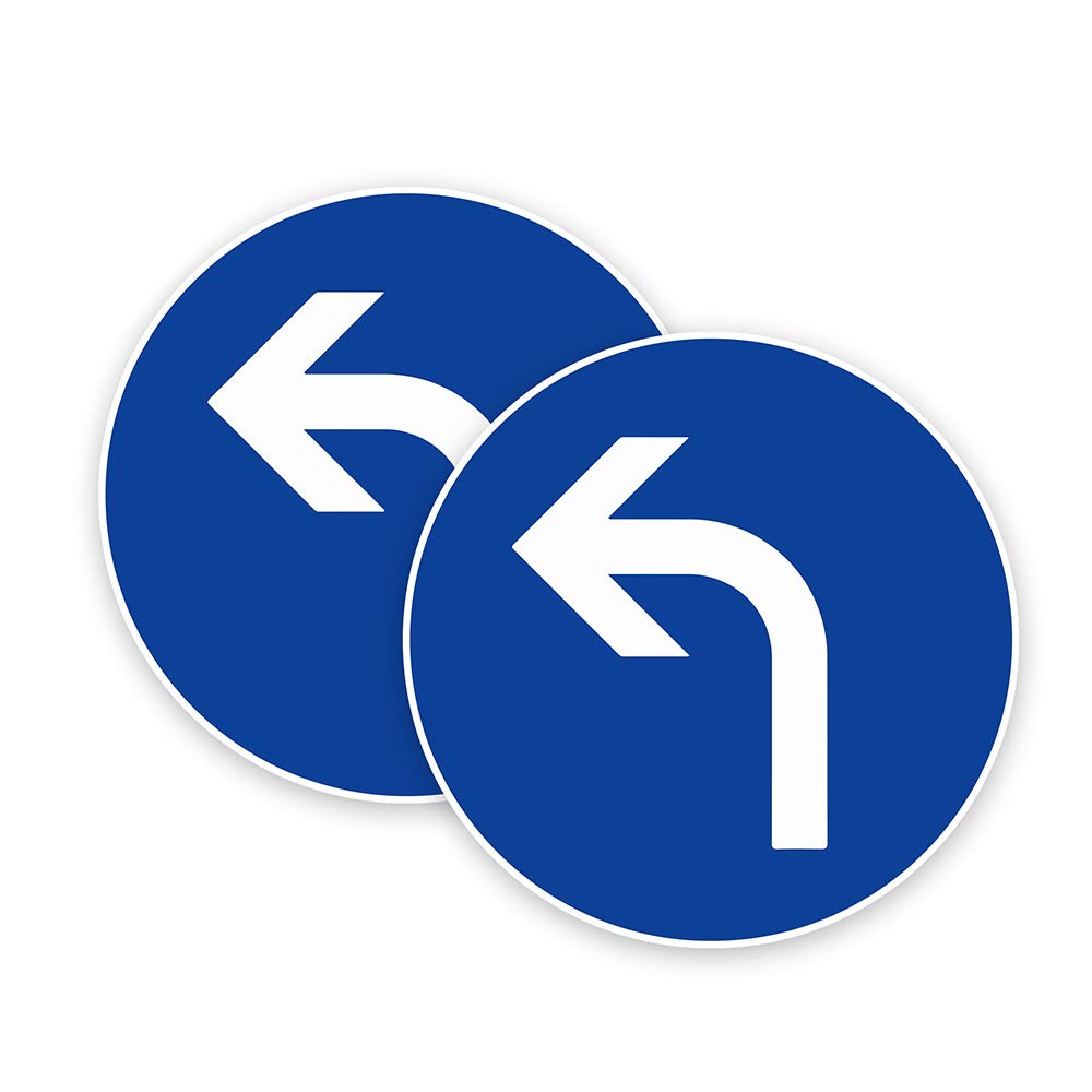 Stickers Limited Pack Of 2 Left Turn Direction Sign Stickers(150 Mm) With Waterproof - Traffic Rule Stickers #Tr088