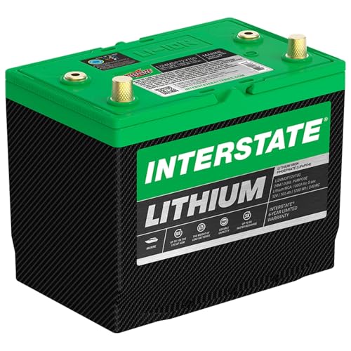 Image of Interstate Batteries 12V 100Ah LiFePO4 Dual Purpose Marine Battery, Grp 24M