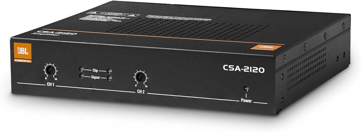 Audiosavings Bundle: (1) JBL CSA 2120 2 x 120w 2-Channel Power Amplifier Commercial Amp 4 Restaurant/Bar Bundle with (8) Pair Rockville HC85-16 White 8