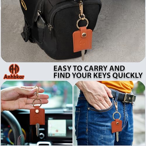 Image of Leather Keys Sleeve for Broken Car Key Loop Replacement - Cute Keychain Cover - Protector, Holder for Men & Women