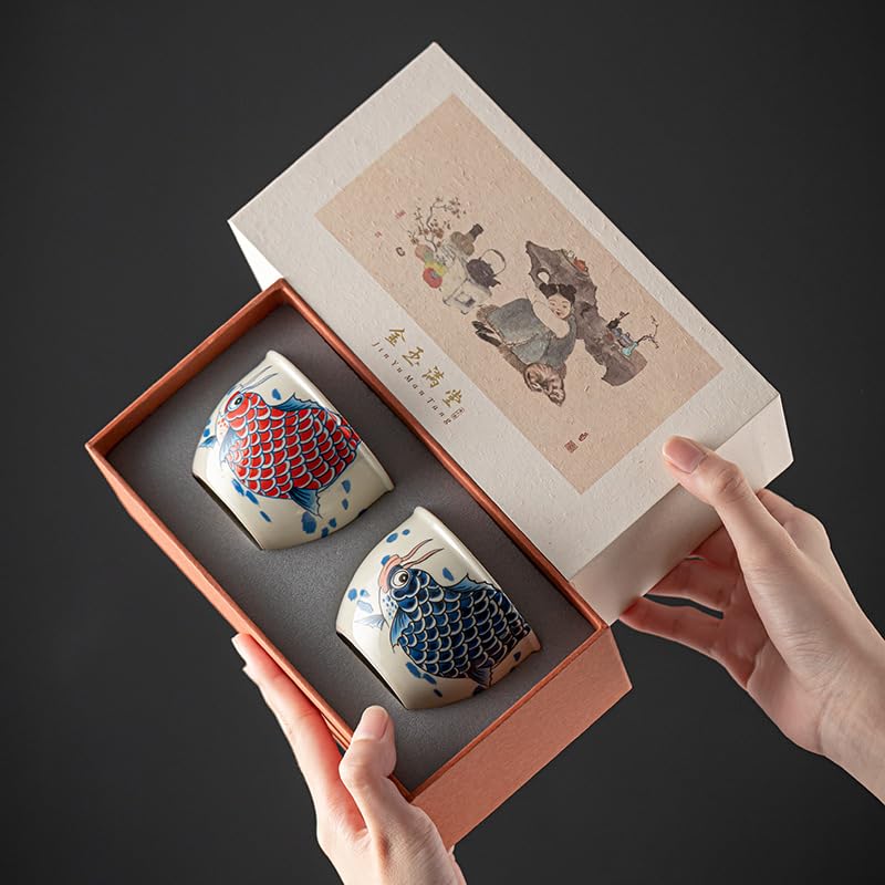 Filiżanka do herbaty Kungfu, 100-125ml Ceramiczna chińska filiżanka do herbaty Ceramiczna japońska filiżanka do herbaty(120ml 7.5 * 5.5cm 2pcs 1#cup-gift Box)