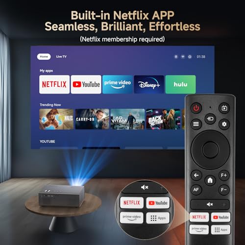 4K Smart Projector for Bedroom | 1200 ANSI, Compatible with Netflix & HDR10 | KOGATA AI Auto Focus, 6D Keystone, 100%–50% Zoom, WiFi 6 & Bluetooth 5.3 | Outdoor & Indoor Home Cinema Projectors - Image 4
