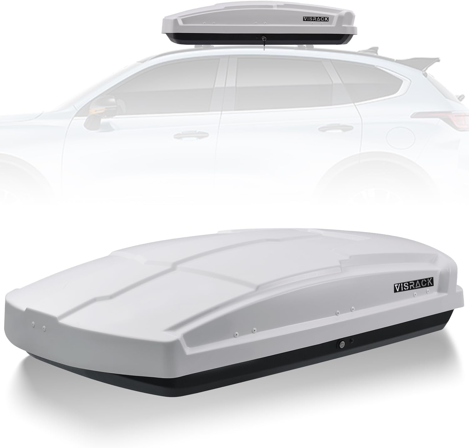 Rooftop Cargo Carrier Hard Shell, Dual-Side Opening Car Roof Cargo Box with Security Key, 150LBS Capacity, Car Roof Cargo Carrier for 17.1" to 34.8" Wide Crossbar Rack