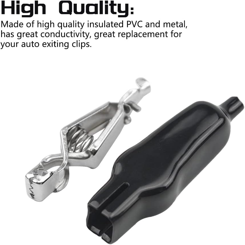 WMYCONGCONG 10 PCS Insulated Alligator Clips Electric Test Clips Alligator Clamp for Car Auto Vehicle, Black Red (20A) - Image 3