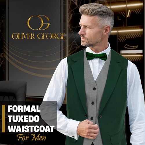 Oliver George Men’s Solid Color Suit Vest Formal Tuxedo Waistcoat Business Layered Dress Vest For Suit or Tuxedo2