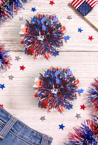 Pinzas para cabello patrióticas 4th of July Pom Pom miniatura 6