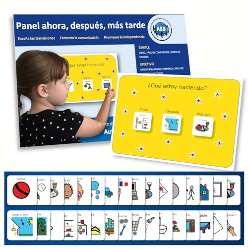First Then Visual Schedule for Kids –Premium Durable Plastic –32 Communication Cards –Autism Learning Materials –Special Education Classroom (Spanish)
