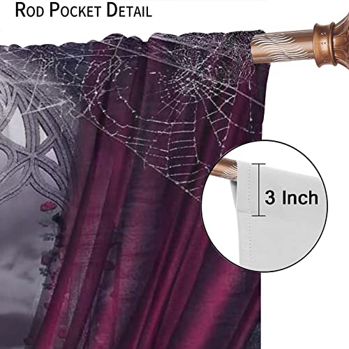 Gothic Blackout Curtains,Retro Palace Horror Skull Red Rose Background,Living Room Bedroom Kitchen Window Drapes For Home Bedroom Party Wall Decorations Interior Decoration. 84X84In #TOP5