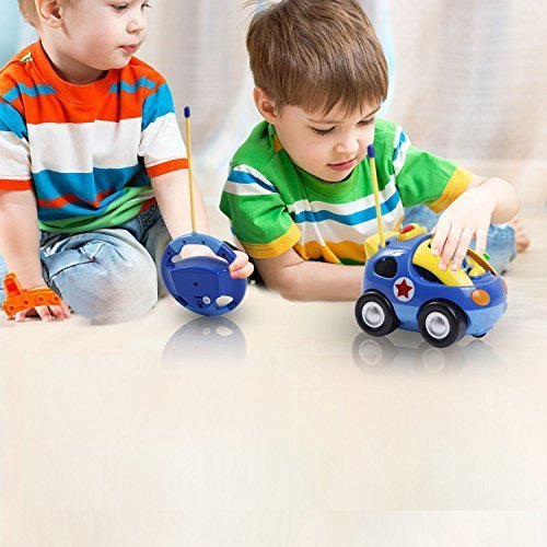 Liberty Imports My First Rc Cartoon Police Car Vehicle 2-Channel Remote Control Toy - Music, Lights And Sound For Baby, Toddlers, Kids #TOP4