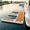 Inflatable Jet Ski Dock 13x10ft, Thick PVC Floating Dock with Non-Slip EVA Surface, E Shaped Inflatable Floating Dock for Boat/Sea/Lake Water Activities