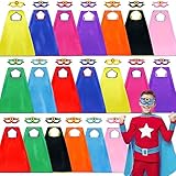 iROLEWIN Superhero-Capes for Kids Super Hero Capes and Masks Bulk 20 Pack Toddler Dress-up as Halloween Party Group Costumes
