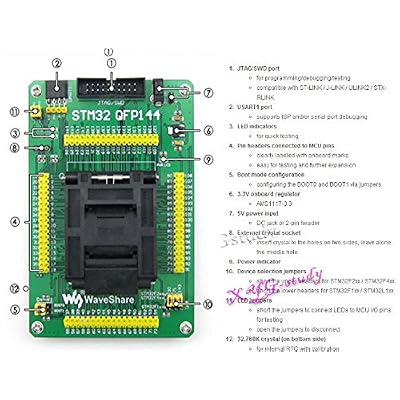 STM32-QFP144 STM32 STM32F(F1 F2 F4) QFP144 LQFP144 0.5mm Pitch Program Programmer Programming JTAG SWD Port Yamaichi IC Test & Burn-in IC51-1444-1354-7 Socket Board Adapter @XYG