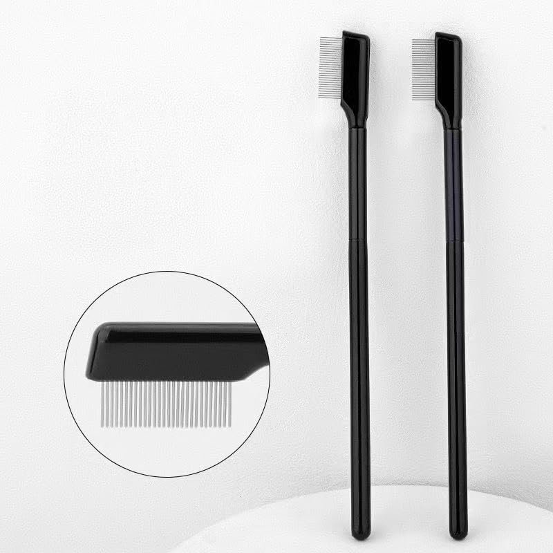 Professional Eyelash Comb, Mascara Separator Brush with Cover, Black Applicator for Natural Curl