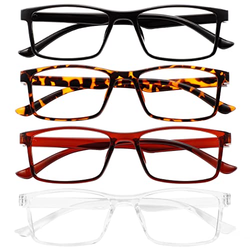 Image of Przene 4 Pack Rectangle Blue Light Blocking Glasses,Anti Glare Eye Strain UV400 Square Eyeglasses for Men Women (MIX COLOR-1)