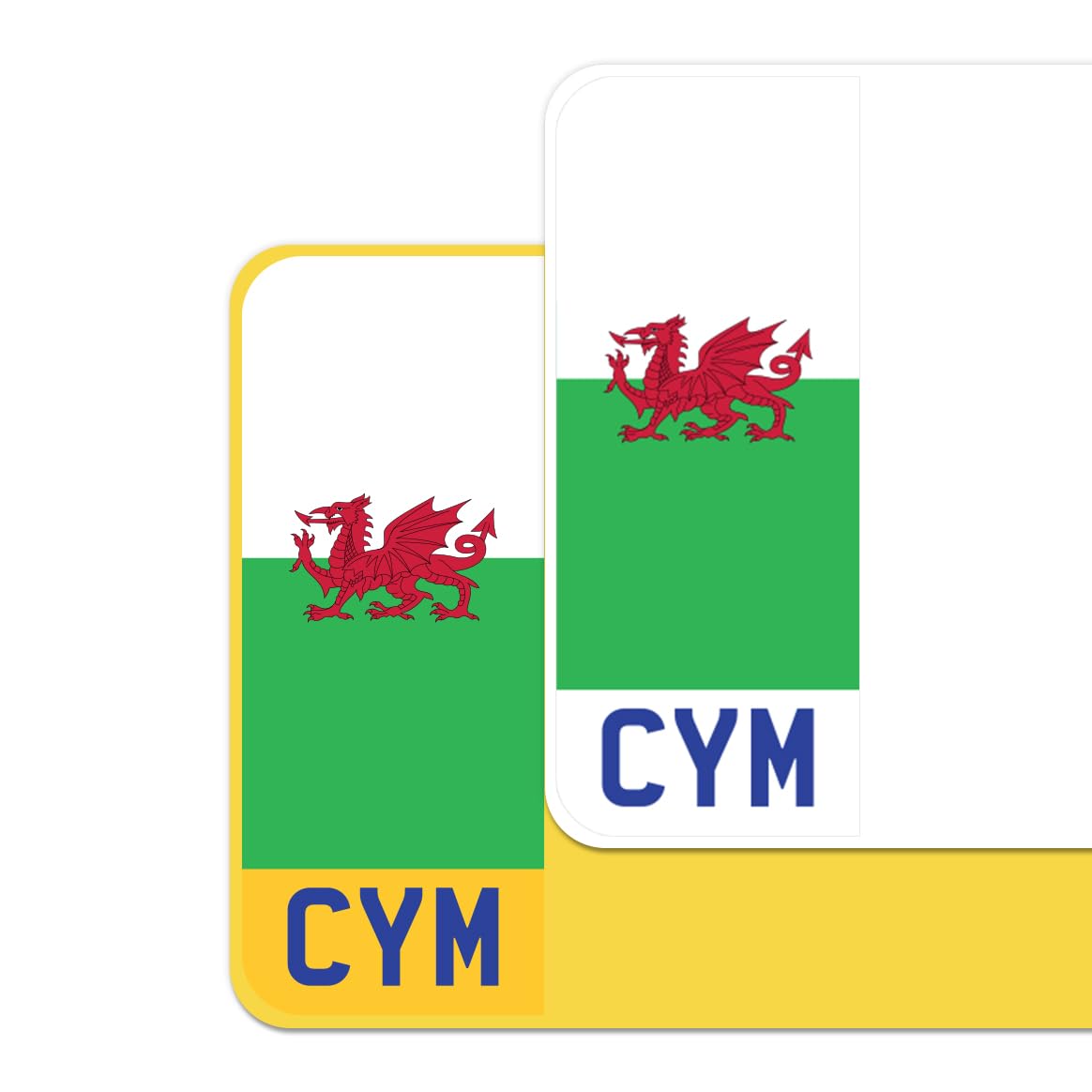Red Dragon Flag Car Number Plate Decorative Vinyl Stickers – Premium Bubble-Free Adhesive Decals – Cymru Set of 2 (F&R) – Weatherproof, Easy Application – Made in UK (CYM, Neutral)