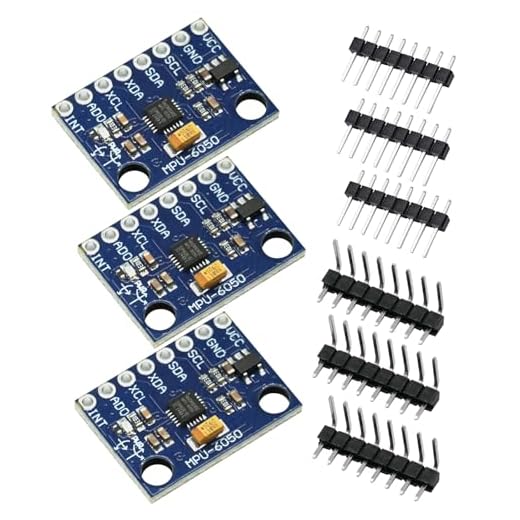 RUIZHI MPU 3 Assi Giroscopio con MPU-6050, GY-521 6050 3 Assi Giroscopio e Accelerometro con Intestazione Pin 16 bit Convertitore AD Compatibile con Arduino e Raspberry Pi(3 Pezzi)